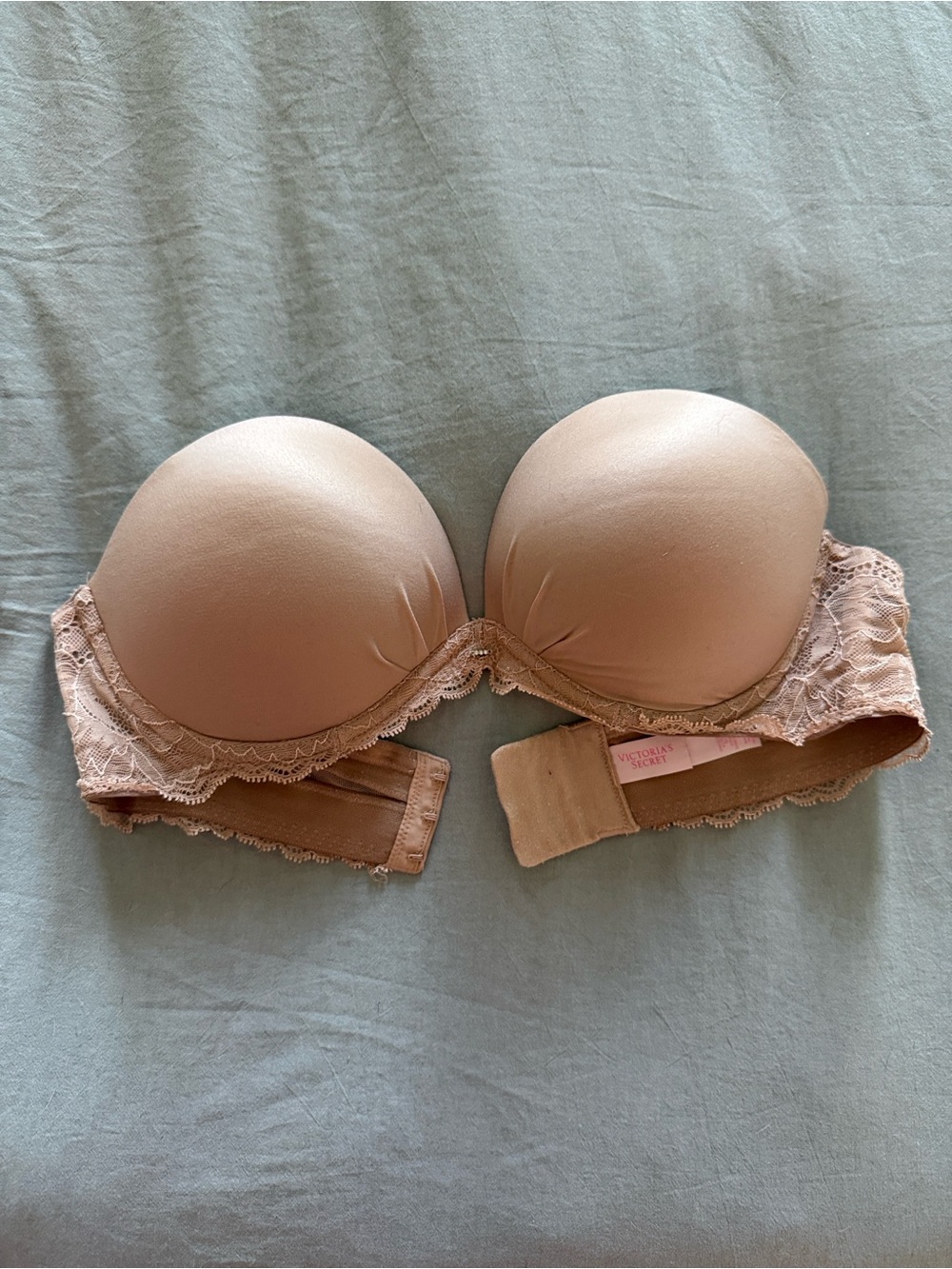 Victoria's Secret Beige Strapless Lace-Trim Push-Up Bra